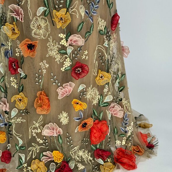 Brand New US 8 MARCHESA Embroidered Organza Floral Evening Gown - Picture 9 of 13